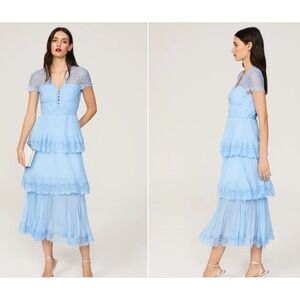 Self-Portrait Tiered Lace Midi Dress